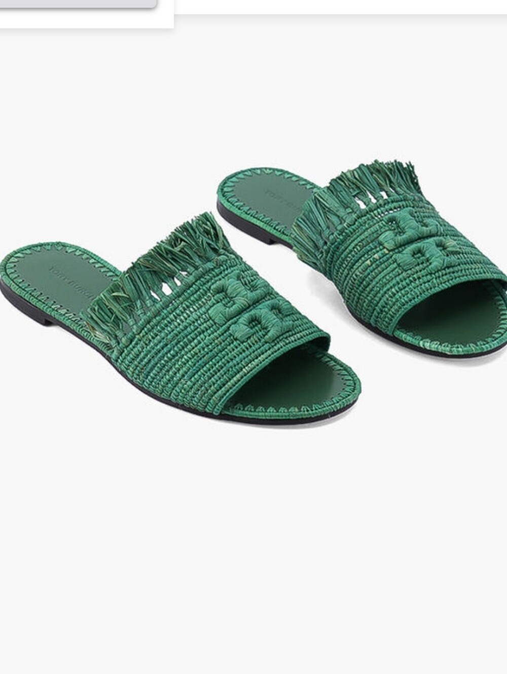 Tory Burch Eleanor Raffia Woven Fringe Slide Sandal Sz 6.5 Beachy Coastal